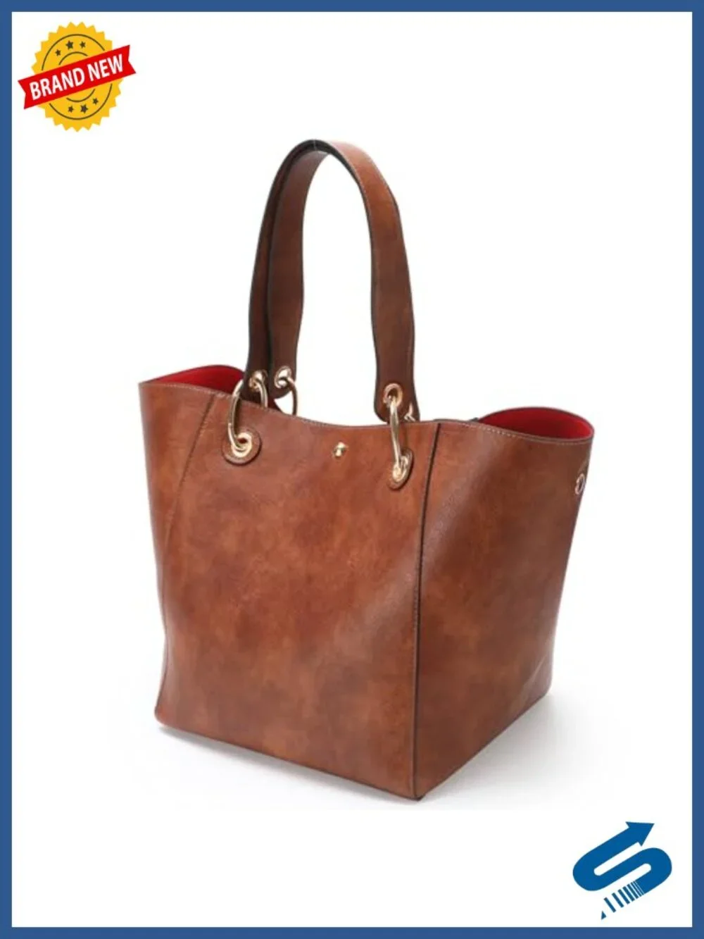 Faux Leather Large Work Tote Bag Women's Designer Shoulder Crossbody Purse
